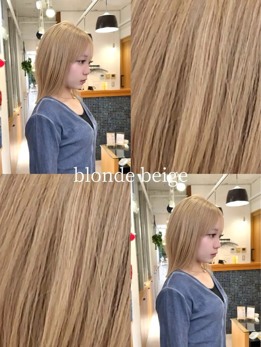 ミディアム カラー ベージュカラー カット ヘアカラー トリートメント 似合わせボブ/矯正 /ハイトーン/ひさとのヘアスタイル