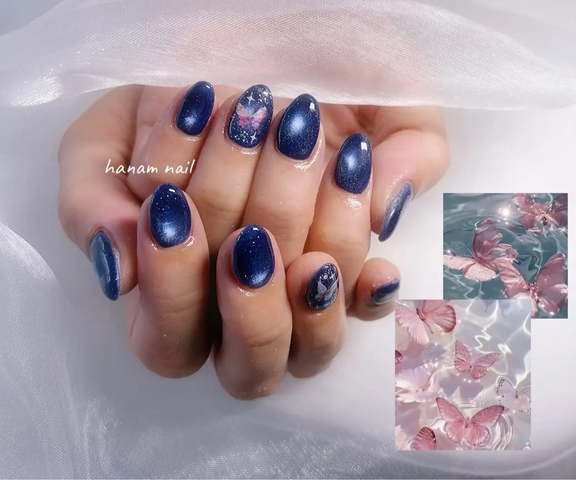 ネイル ハンドネイル hanam nail 🌿🩵ハナムネイルのネイルデザイン