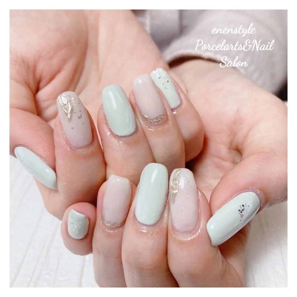 ミディアム ネイル 🐾enen style 🐾のネイルデザイン