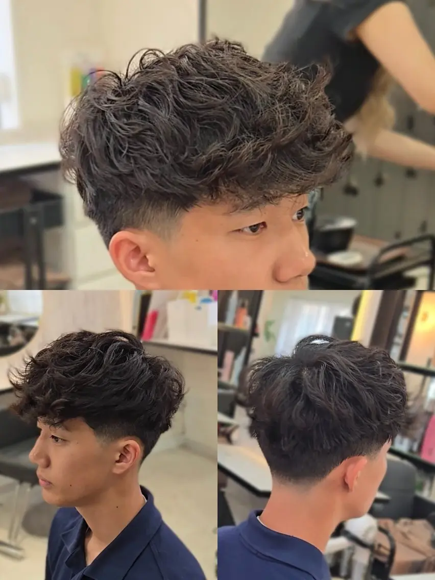メンズ パーマ ショート フェードカット メンズパーマ カット パーマ ヘアセット LEN名古屋/パーマ 海外ヘア/メンズ特化のヘアスタイル