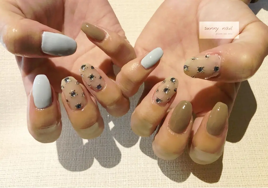 ネイル アートネイル ブルー ジェルネイル ニュアンスネイル パラジェル sunny nailのネイルデザイン