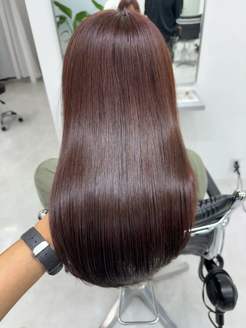 ロング カラー ブリーチ ブリーチなしカラー レッドカラー 韓国風ヘア ATRA /藤田勇也のヘアスタイル