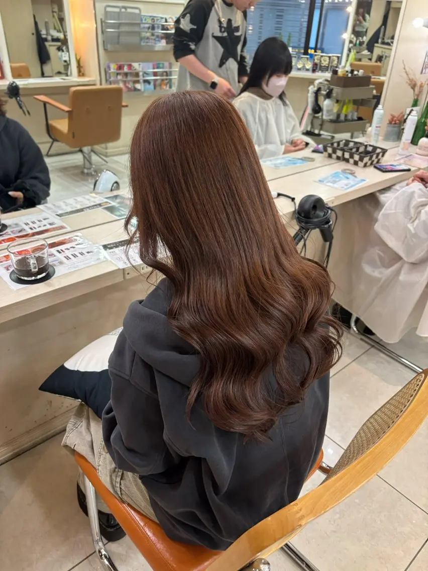 【🧚🏻‍♀️ブラウンカラーで可愛く🥥✨】ワンカラー🤎🫦 + ケアトリートメント付き🌺の写真