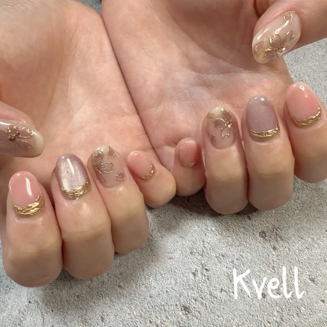 ネイル 桜ネイル ハンドネイル nailsalon Kvellのネイルデザイン