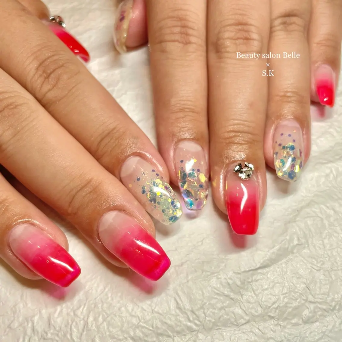 ロング ネイル グラデーション ラメ(グリッター) ラメグラデーション S. kurumiのネイルデザイン