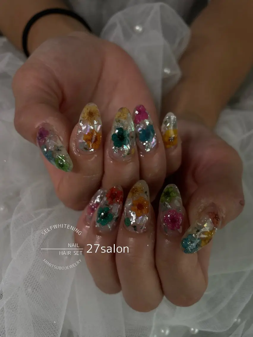ネイル フラワーネイル ハンドネイル 27salon yuinaのネイルデザイン
