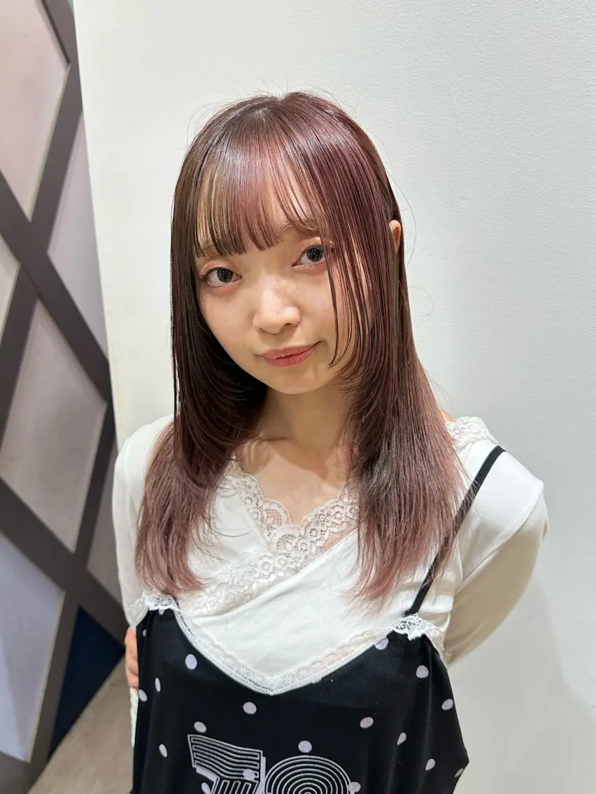 セミロング 顔周りカット 【echelle】 あむのヘアスタイル