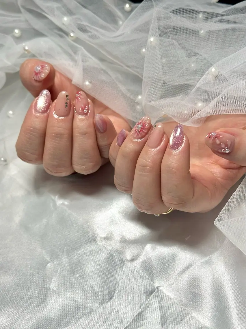 ネイル チークネイル ぷっくりネイル 春ネイル Sei ｜ cres nailのネイルデザイン