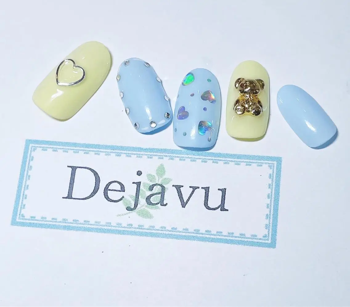 ネイル アートネイル ボーダー フレンチネイル リボン 春ネイル ハンドネイル Nail salon Dejavu 🌿のネイルデザイン