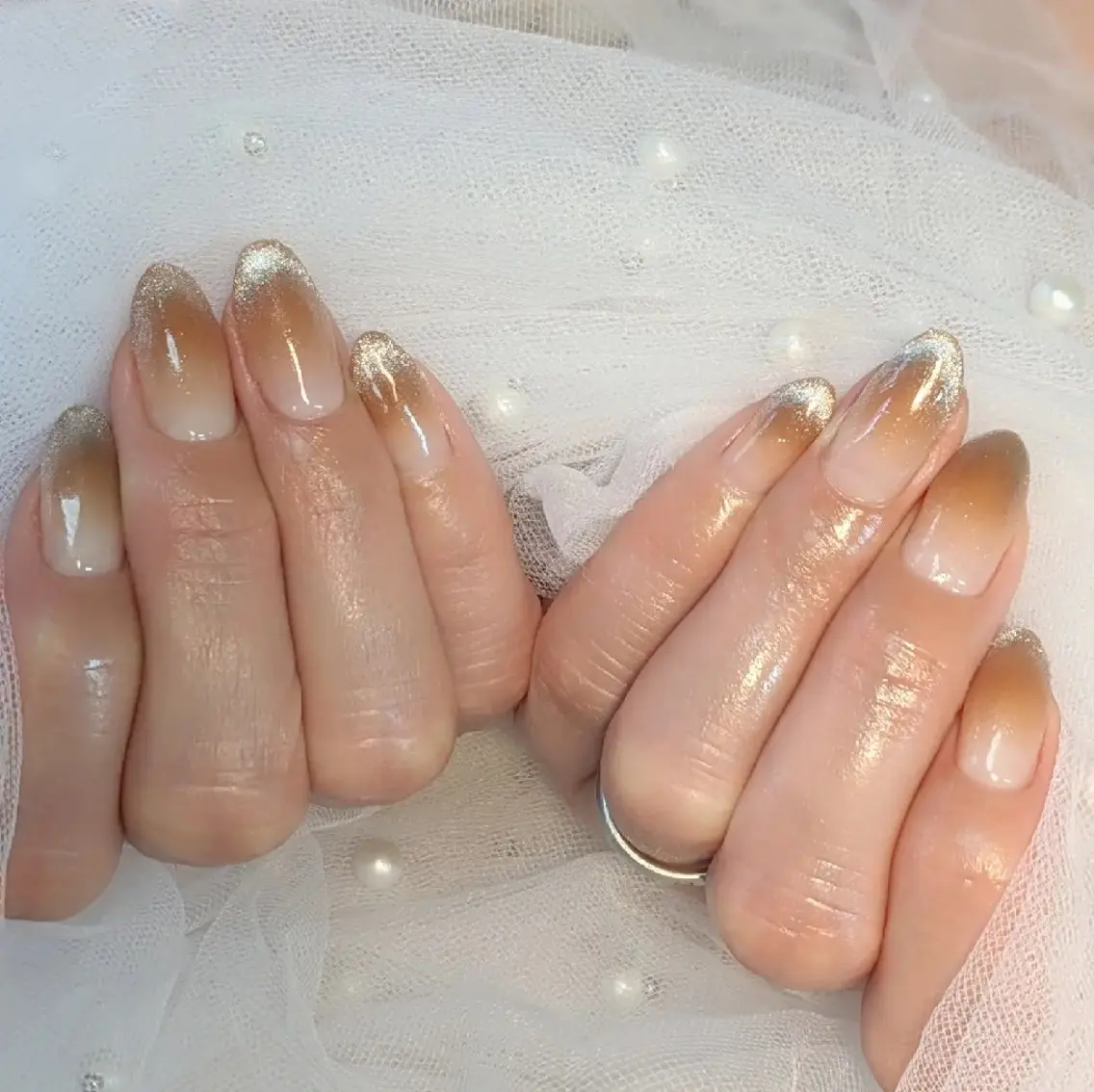 ネイル フレンチネイル マグネットネイル マグネットフレンチ m&pPrivate nailsalonのネイルデザイン