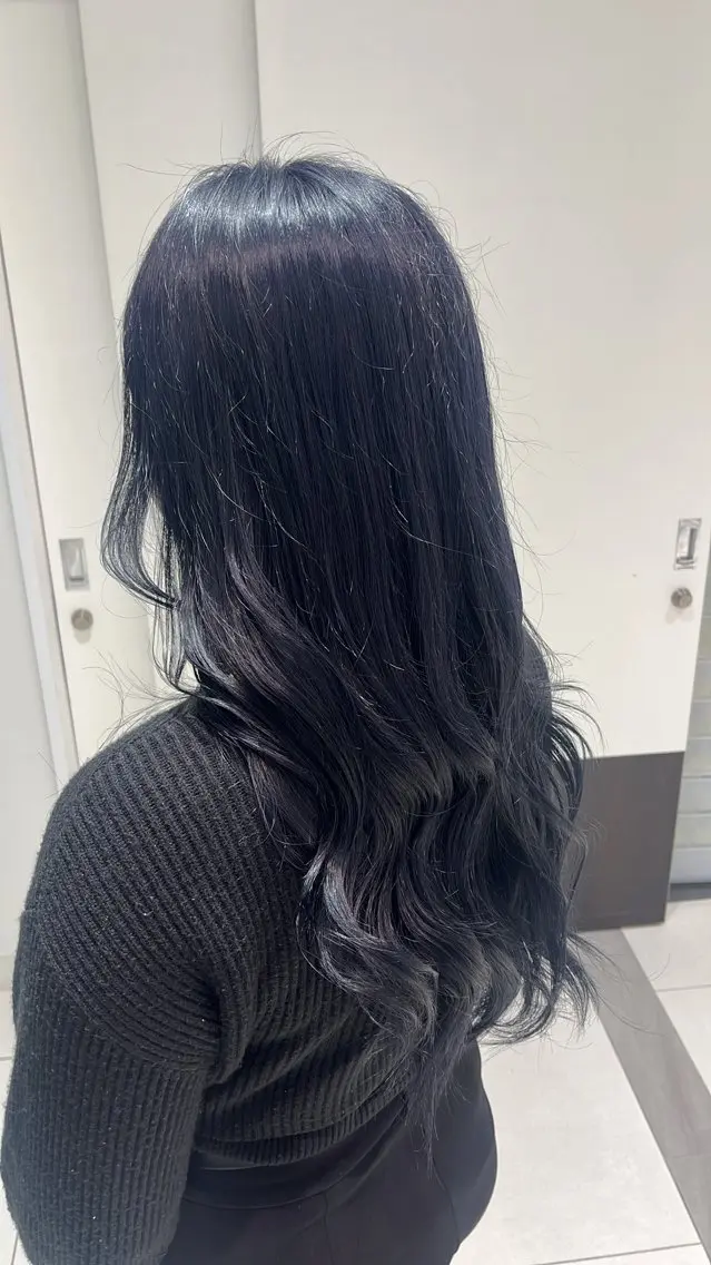 ロング カラー 黒髪 ブルーカラー ブルーブラック ダブルカラー chinatsu .のヘアスタイル