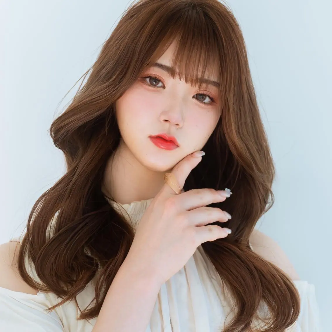 セミロング くせ毛 エギョモリ 顔まわりレイヤー タンバルモリ ヨシンモリ カット ヘアカラー トリートメント 渋谷レイヤーカット❌ 縮毛矯正専門/武田涼のヘアスタイル