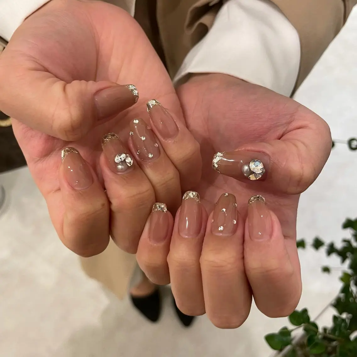 ネイル フレンチネイル ガラスフレンチ 持ち込み ハンドネイル MIUNail YUMIのネイルデザイン
