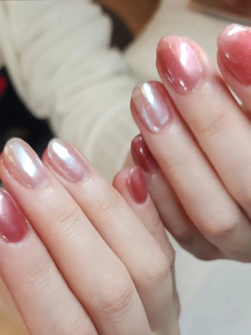 ネイル ミラーネイル オフィスネイル ピンク ハンドネイル NailSalon  N.中目黒のネイルデザイン