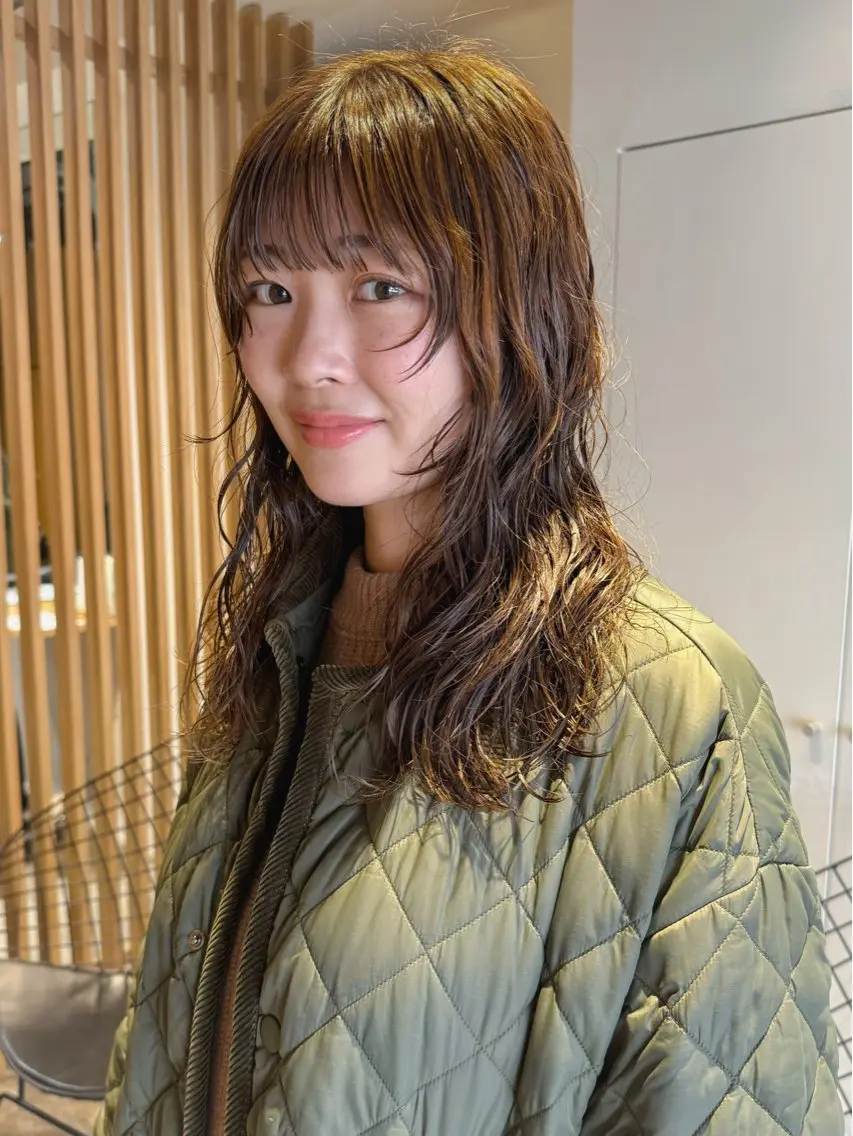 ミディアム パーマ カット ヘアカラー ANY mikuのヘアスタイル
