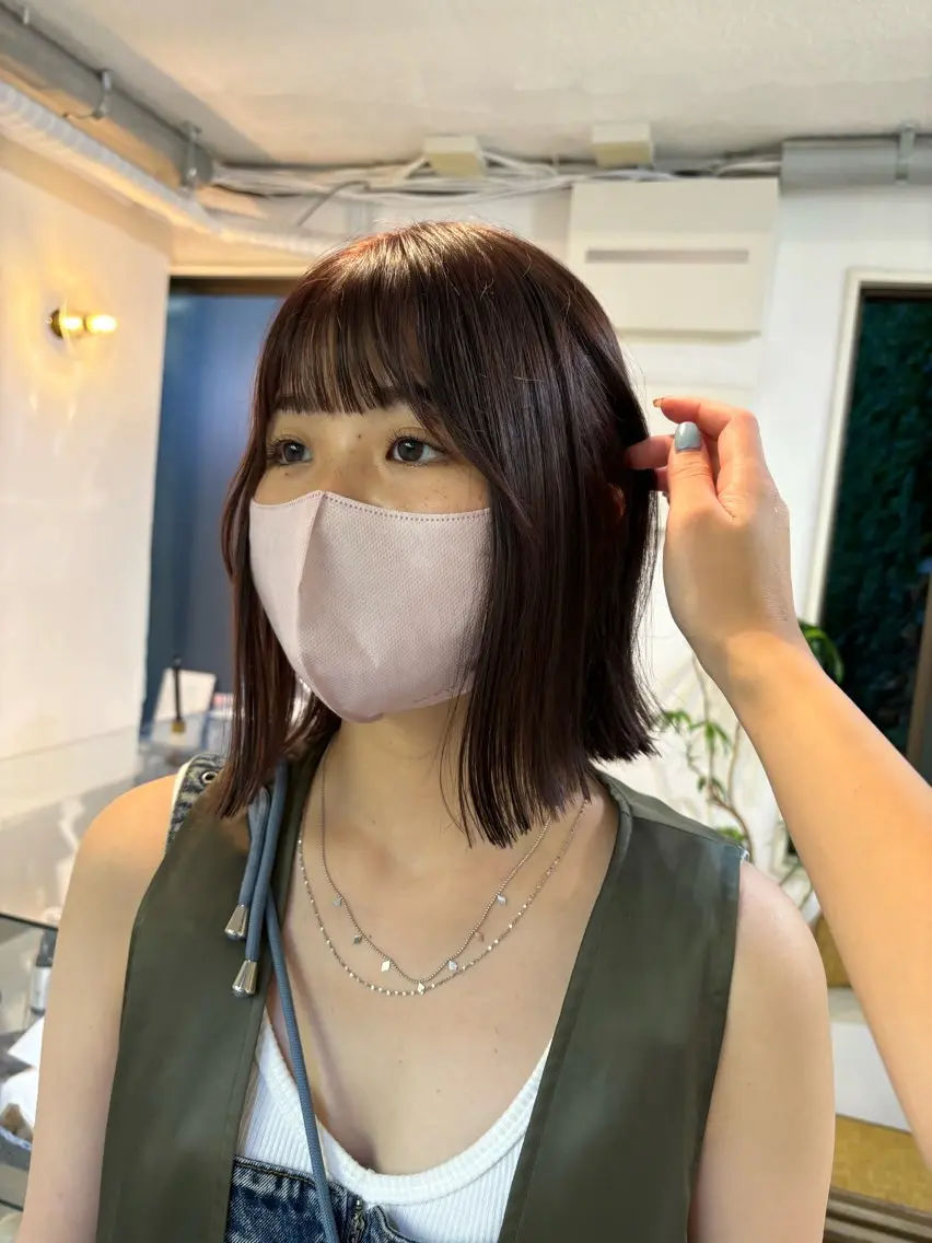 ミディアム カラー カット ヘアカラー トリートメント sakura🌸 レイヤー/韓国ヘアのヘアスタイル