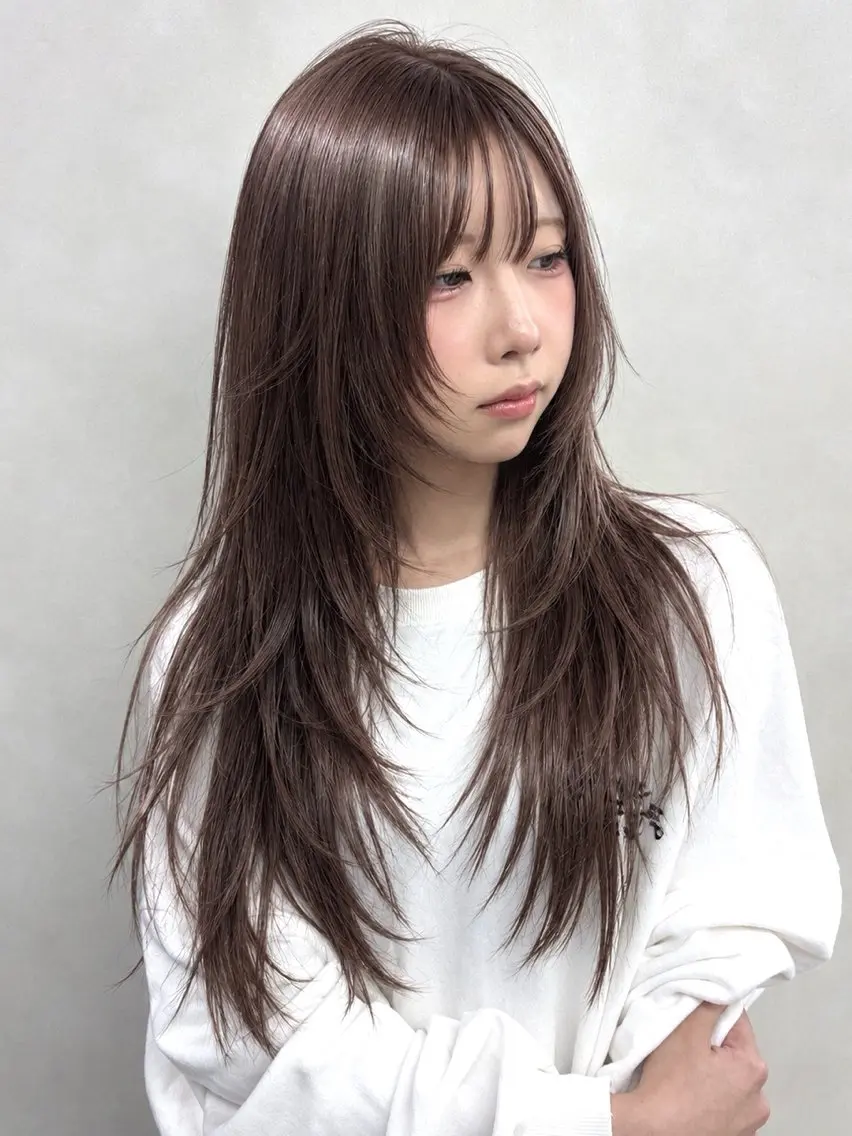 ロング カラー カット ヘアカラー トリートメント モテレイヤー♡ ブリーチ/akariのヘアスタイル