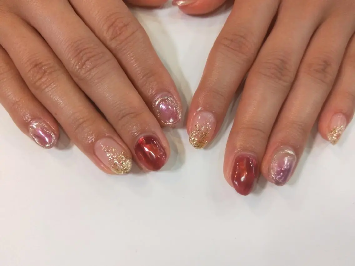 ネイル ハンドネイル ハンドケア はばすみれ🎀ﾈｲﾙ 光ﾌｪｲｼｬﾙ ﾍｱのネイルデザイン