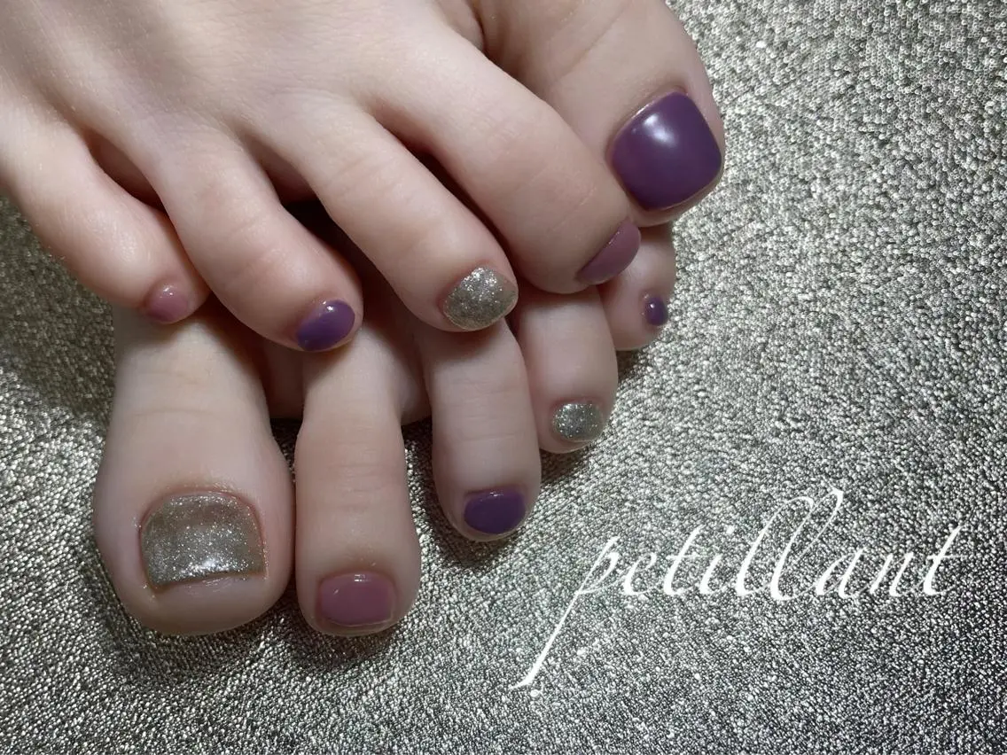 ネイル アートネイル シンプルネイル フットネイル nail salon petillantのネイルデザイン