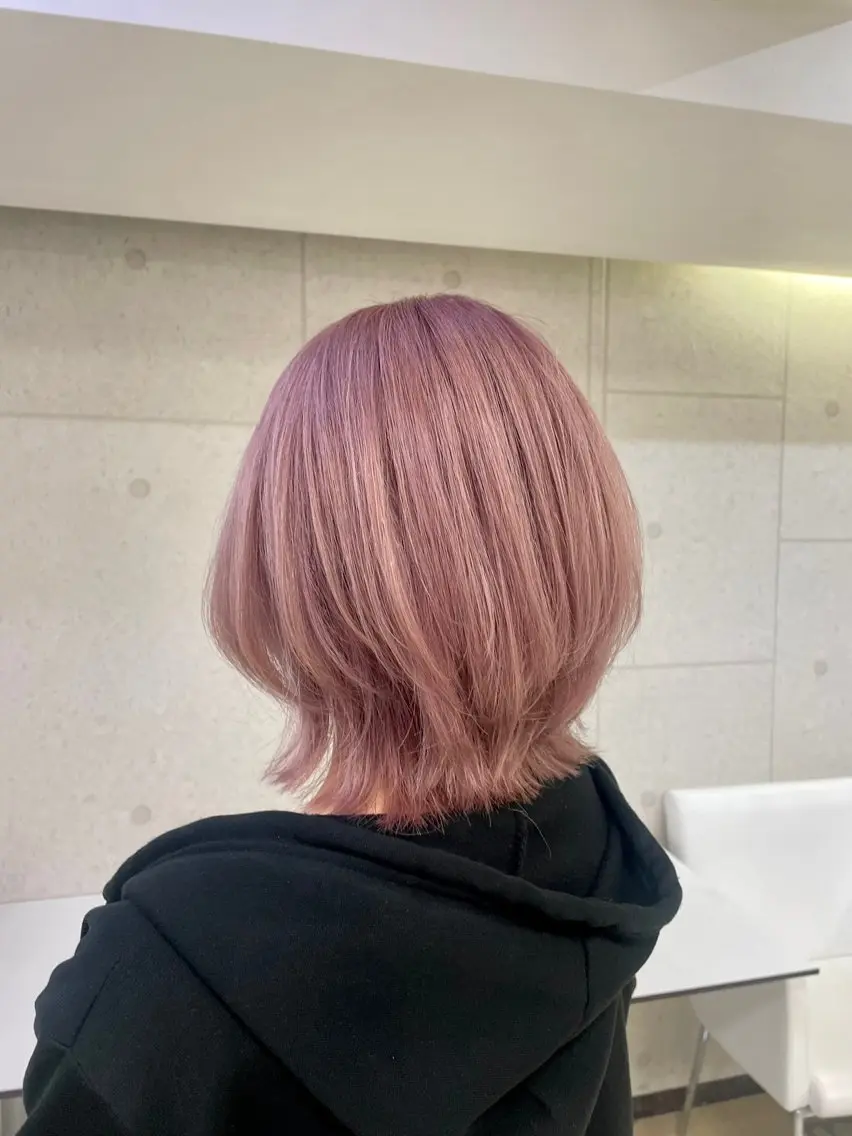 ミディアム カラー ブリーチ ピンクカラー XANADU上野店 🐼ﾖｺﾊｼのヘアスタイル