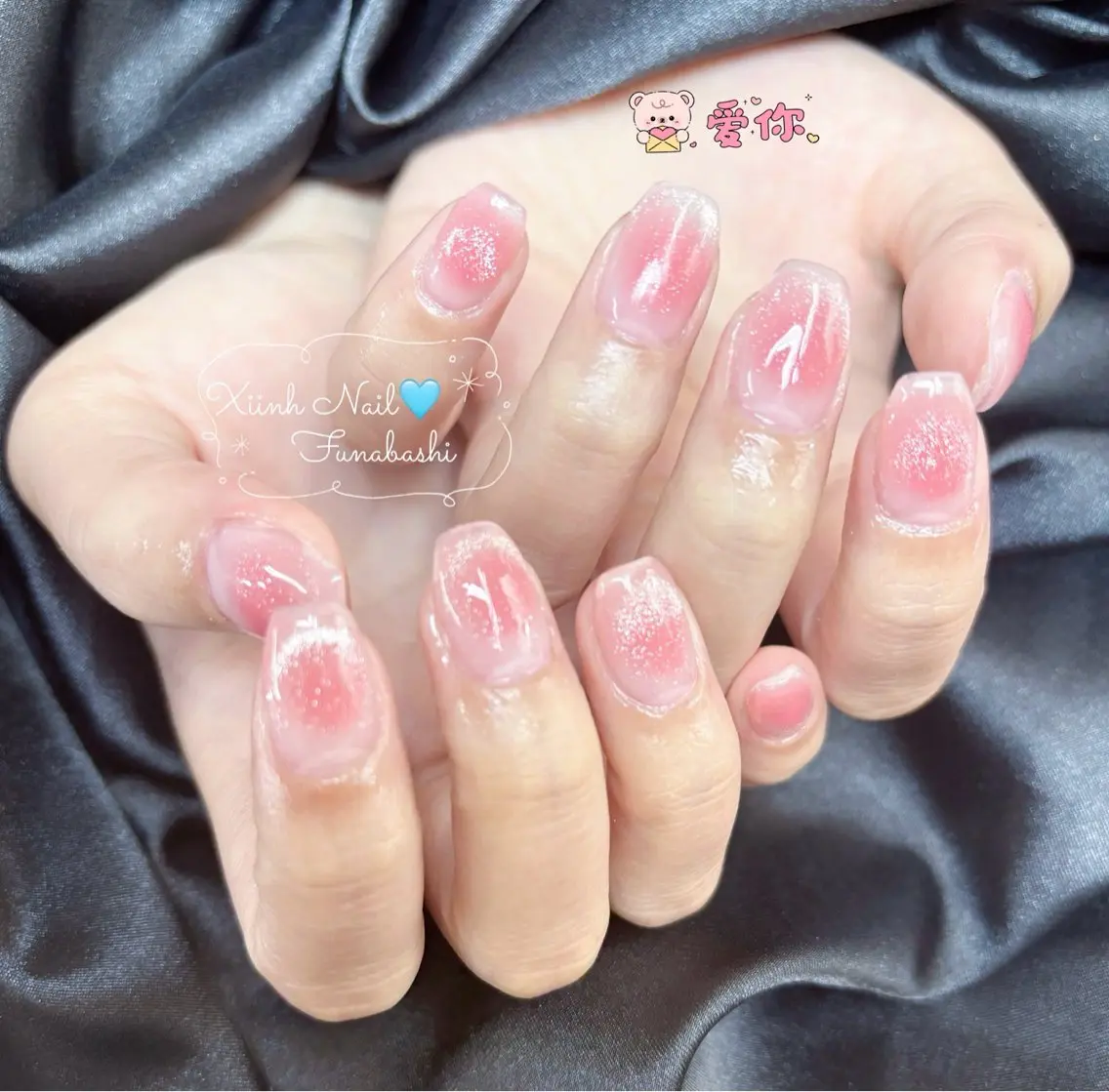 ネイル チークネイル 桜ネイル 長さ出し フットネイル ジェルネイル ハンドネイル XIINH NAIL SALONのネイルデザイン