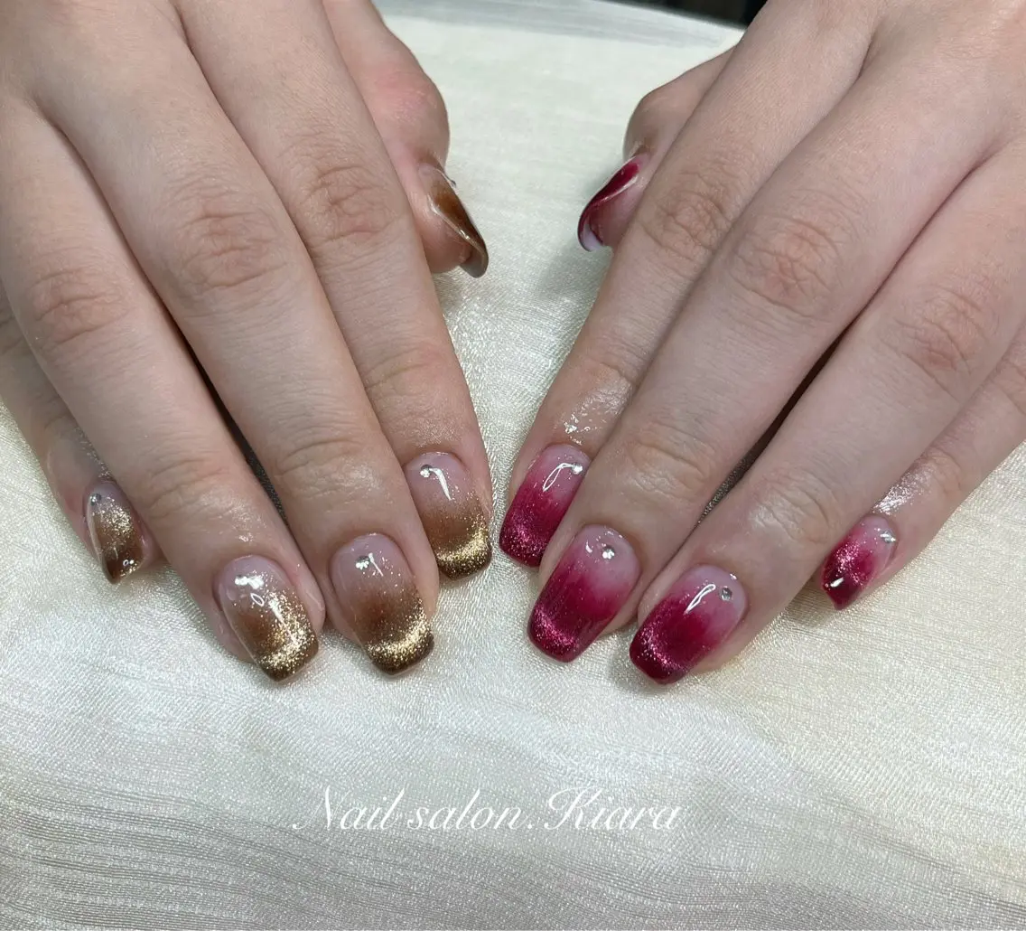 ネイル フレンチネイル グラデーション マグネットネイル マグネットフレンチ 🍭Kiara Nail🍭のネイルデザイン
