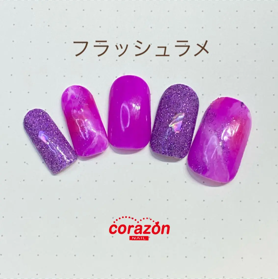 ネイル フラッシュネイル ラメ(グリッター) パープル ネイリスト aicoのネイルデザイン