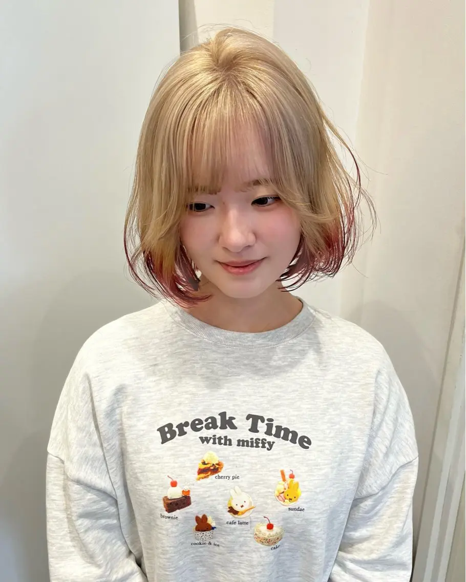 ミディアム カラー デザインカラー AMI🎀韓国ヘア 透明感カラーのヘアスタイル