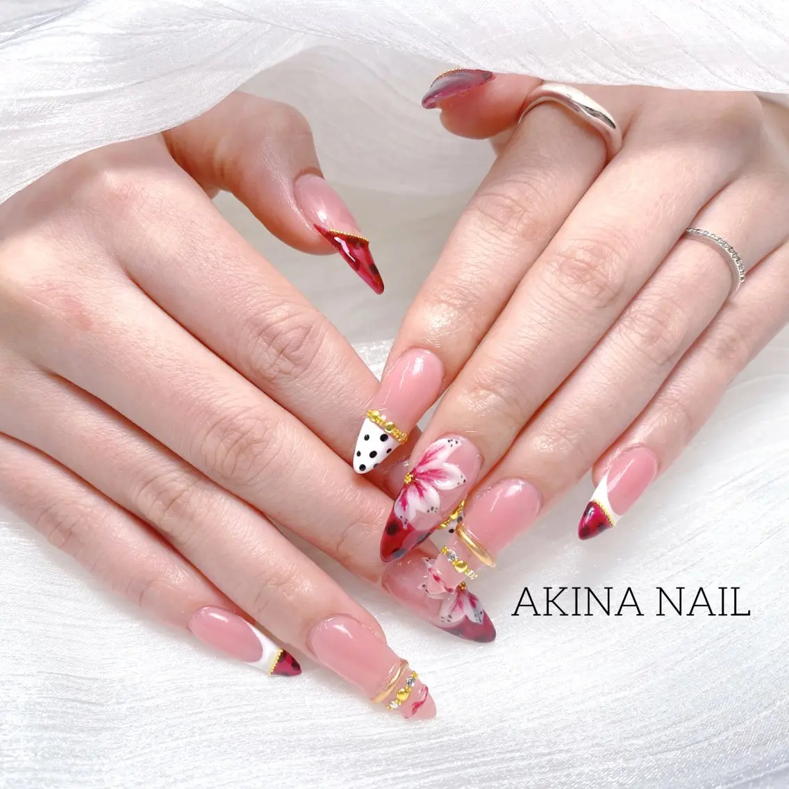 ロング 韓国風ヘア ハンドネイル Akina Nail 亀戸のネイルデザイン