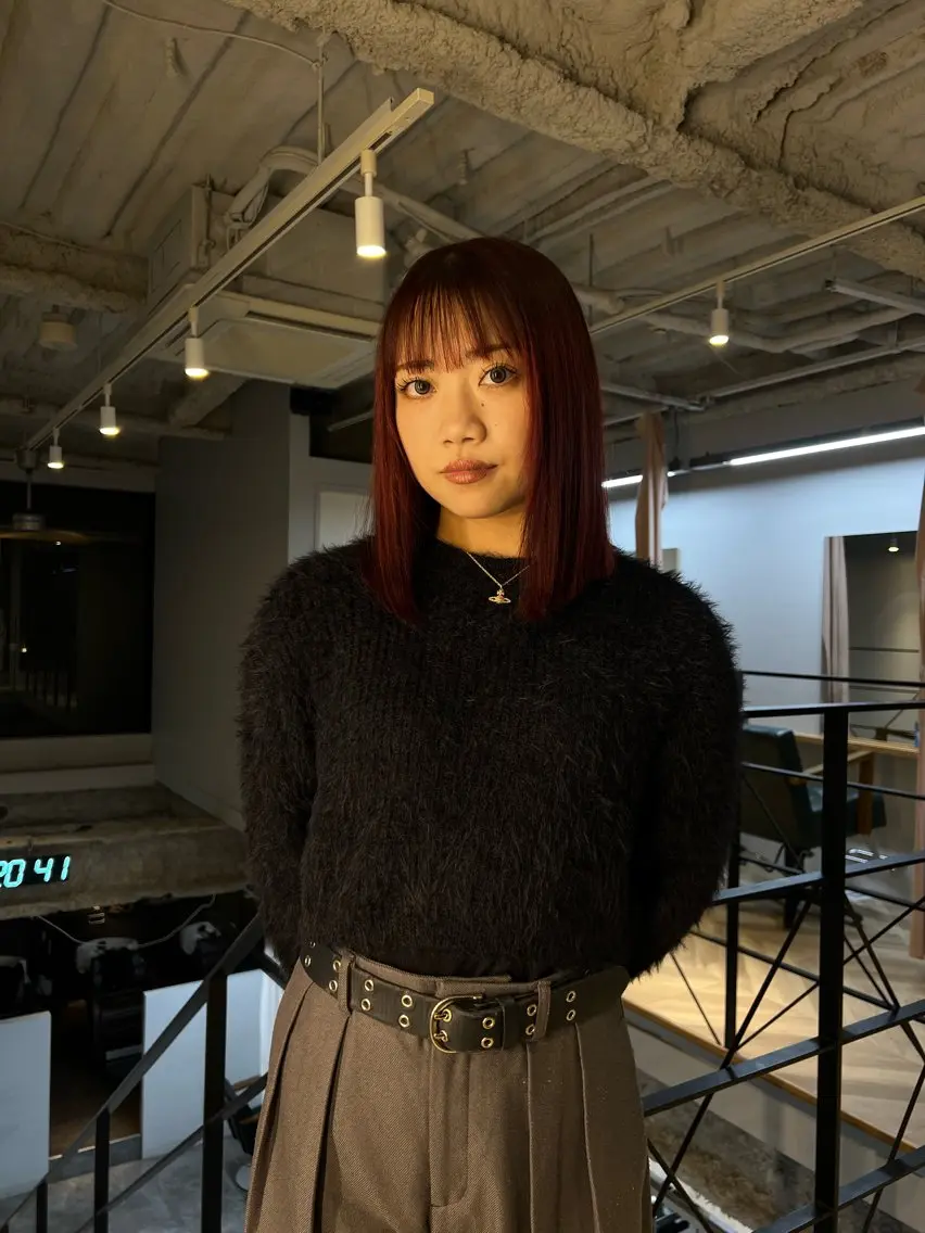 ミディアム ヘアカラー トリートメント 下川 結月のヘアスタイル