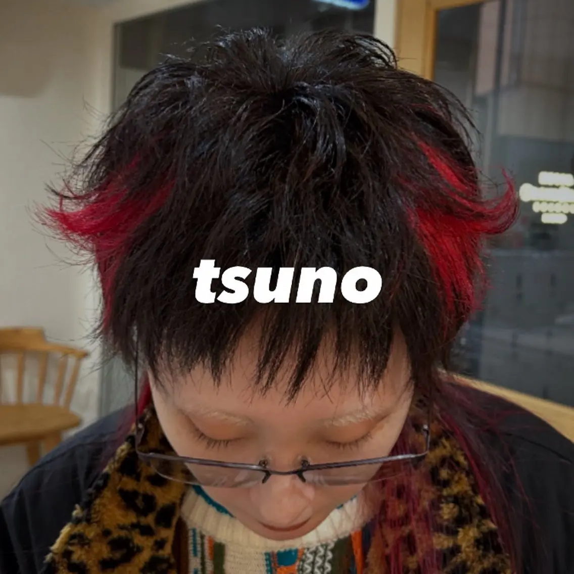 セミロング カラー 黒髪 レッドカラー レイヤーカット 銀座/レイヤー ハイライト/MAMIのヘアスタイル