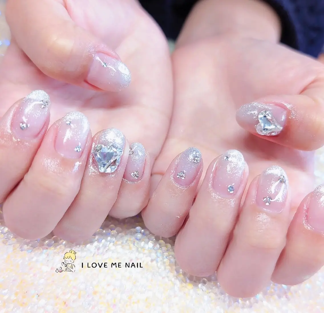 ネイル 長さ出し ハート 韓国ネイル マグネットネイル ニュアンスネイル ハンドネイル I LOVE ME NAIL.。.:*♡のネイルデザイン