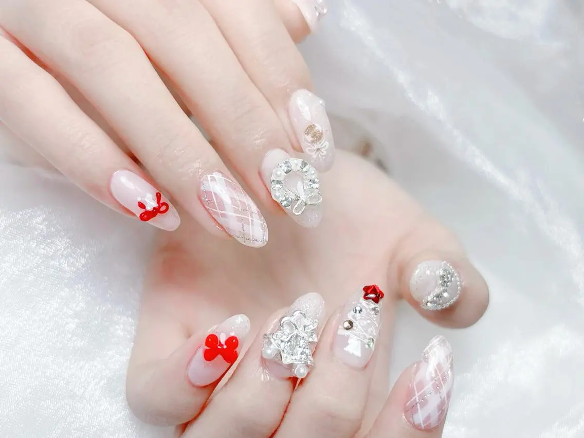 ネイル 成人式 大理石ネイル(マーブル) リボン 夏ネイル ネイルチップ ハンドネイル Mi Na Nail Salonのネイルデザイン