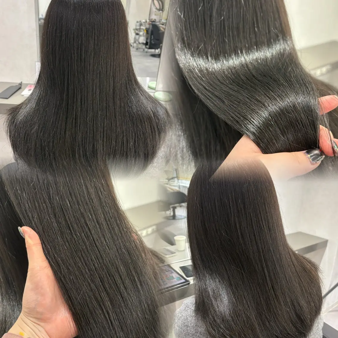 セミロング カラー ヘアアレンジ 透明感カラー オリーブカラー オリーブグレー カット トリートメント 透明感カラー/顔周り カット🌸サクラ🌸のヘアスタイル