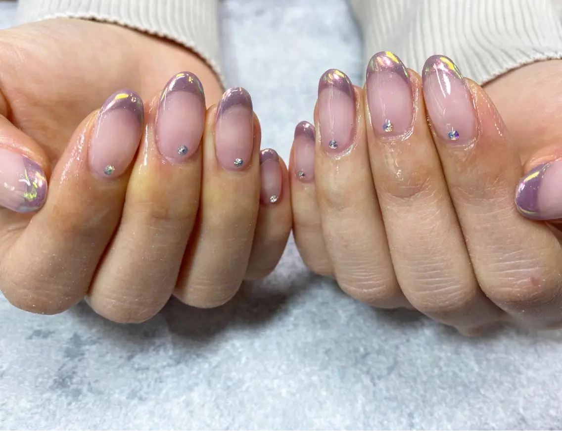 ネイル オーロラネイル フレンチネイル ミラーネイル ハンドネイル ハンドケア FASTNAIL PLUS 新宿店のネイルデザイン