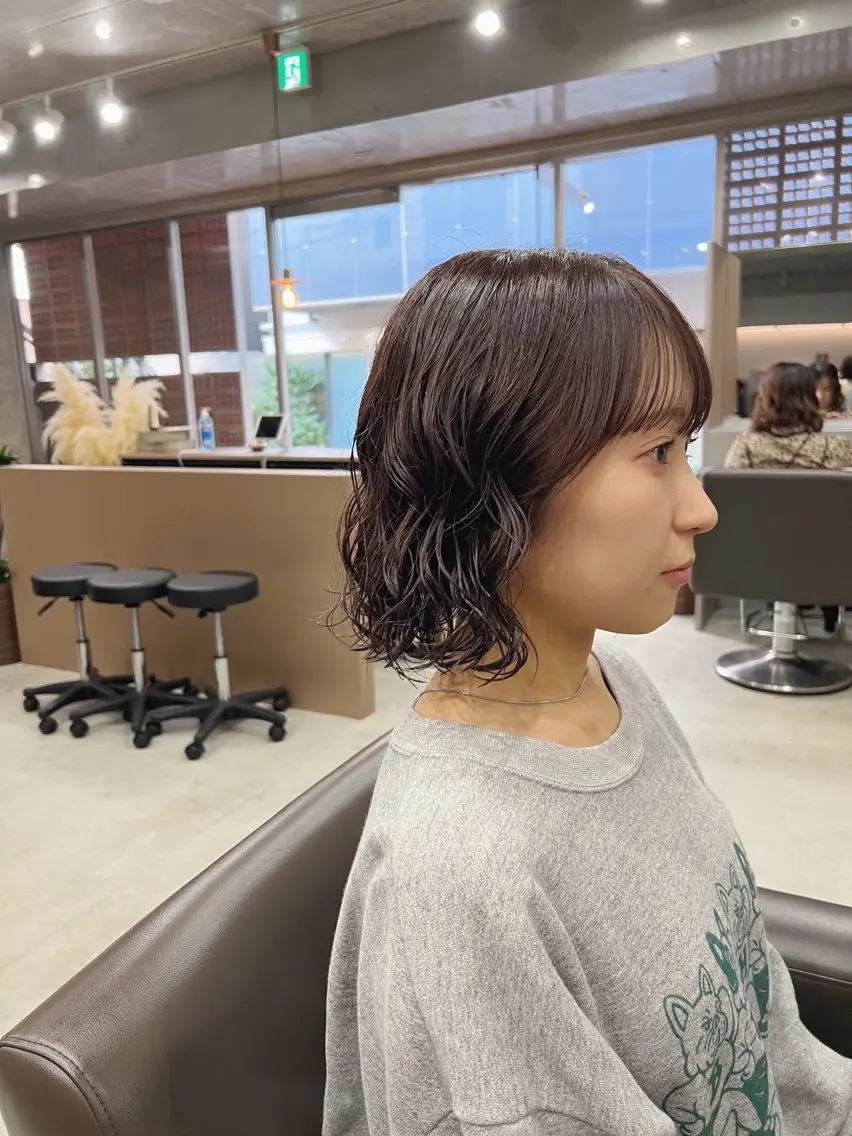 ショート パーマ カット パーマ トリートメント ボブパーマコテ巻き風 パーマNo1深江秀平のヘアスタイル