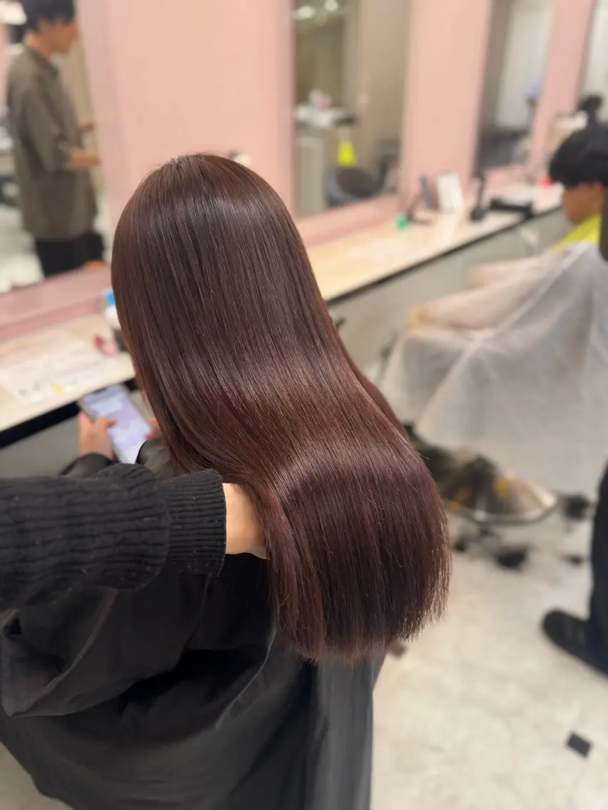 ロング ヘアカラー トリートメント ヘアセット ♥️韓国風透明感 暖色misa♥️のヘアスタイル