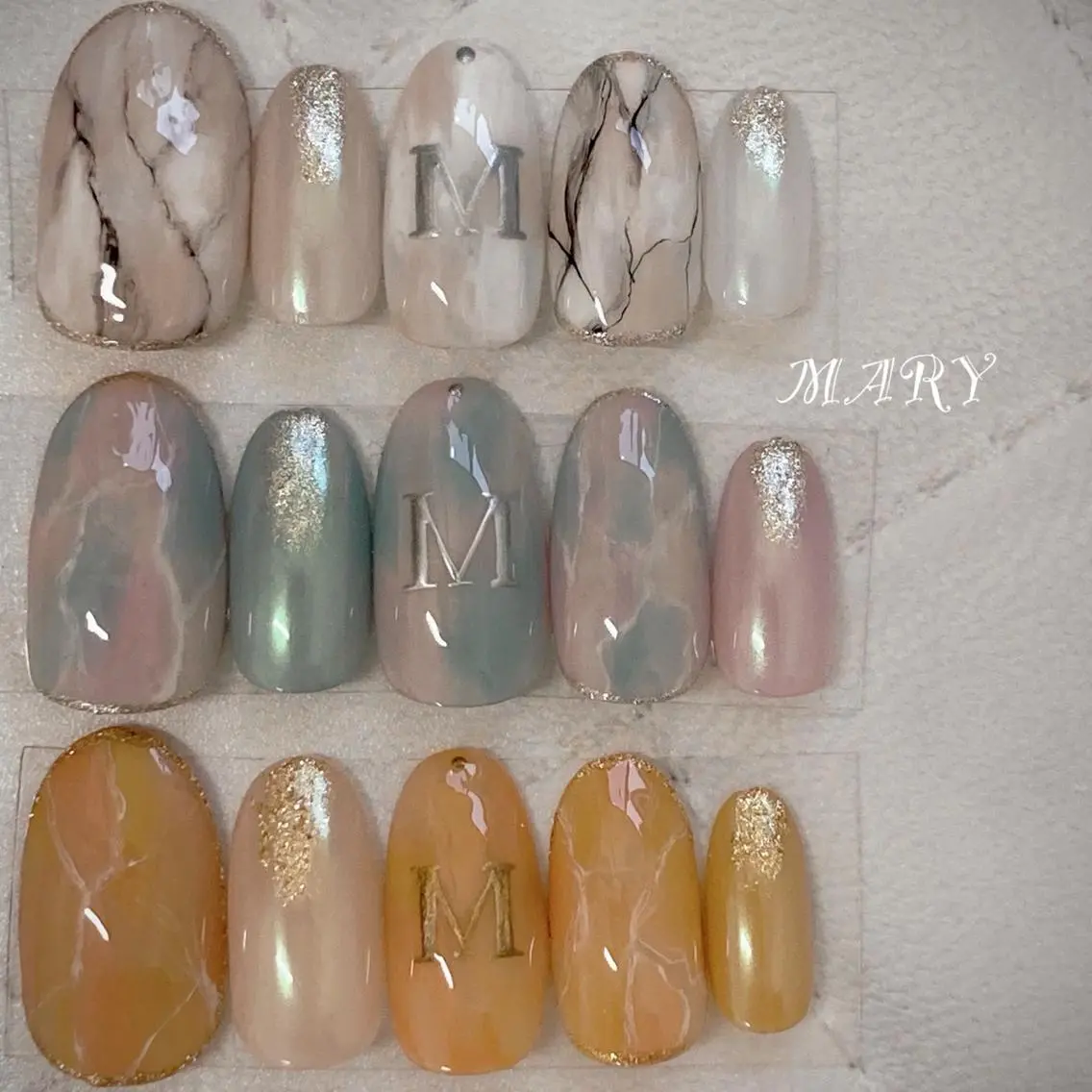 ネイル アートネイル 大理石ネイル(マーブル) ニュアンスネイル ワンカラーネイル ハンドネイル Mary nail .narumiのネイルデザイン