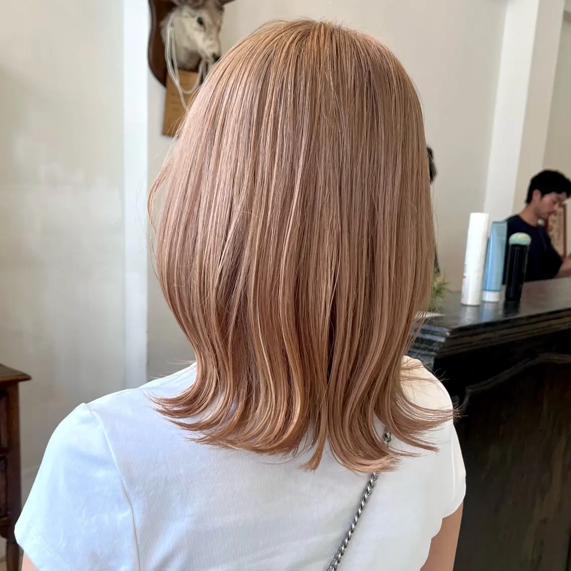 ミディアム カラー ベージュカラー ミルクティーベージュ カット ヘアカラー トリートメント 【中村公園】小山 蒼生のヘアスタイル