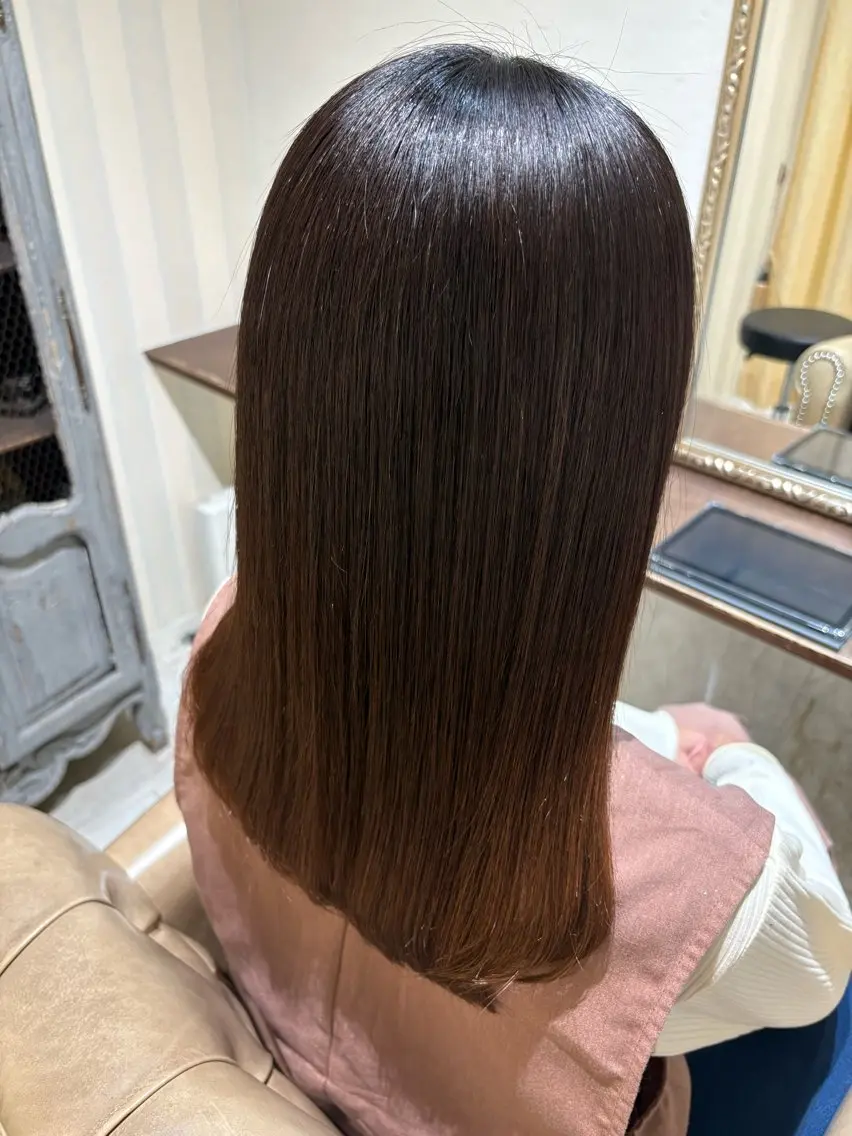 セミロング パーマ カット 縮毛矯正 トリートメント なぎさ 🎀 / 透明感カラー/心斎橋のヘアスタイル