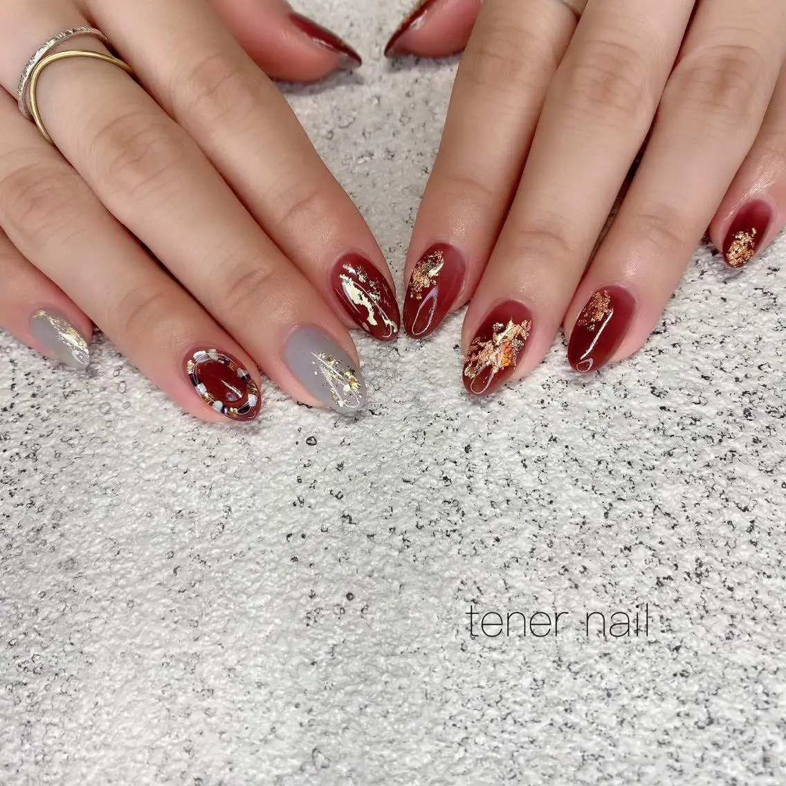 ネイル ブラウン 氷ネイル・うるうるネイル テネルネイル tener nailのネイルデザイン