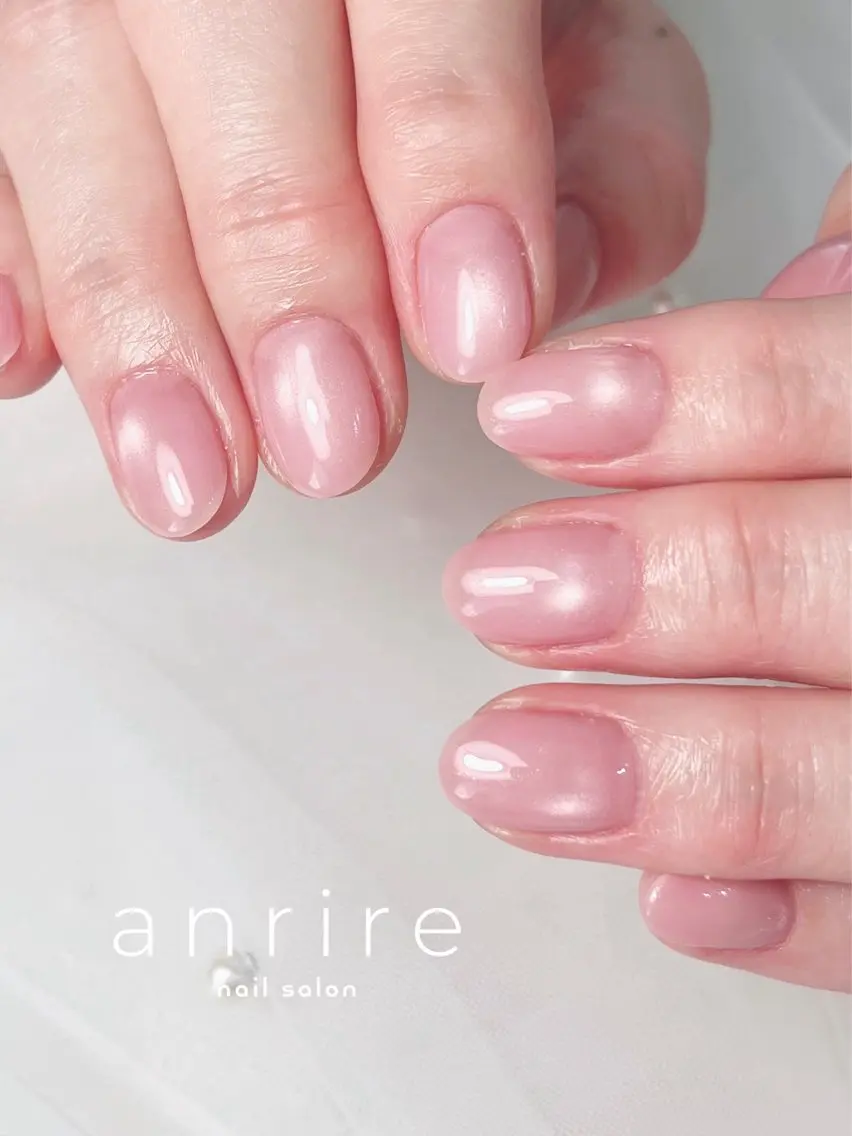 ネイル マグネットネイル ピンク シンプルネイル 春ネイル ハンドネイル nailsalon anrireのネイルデザイン