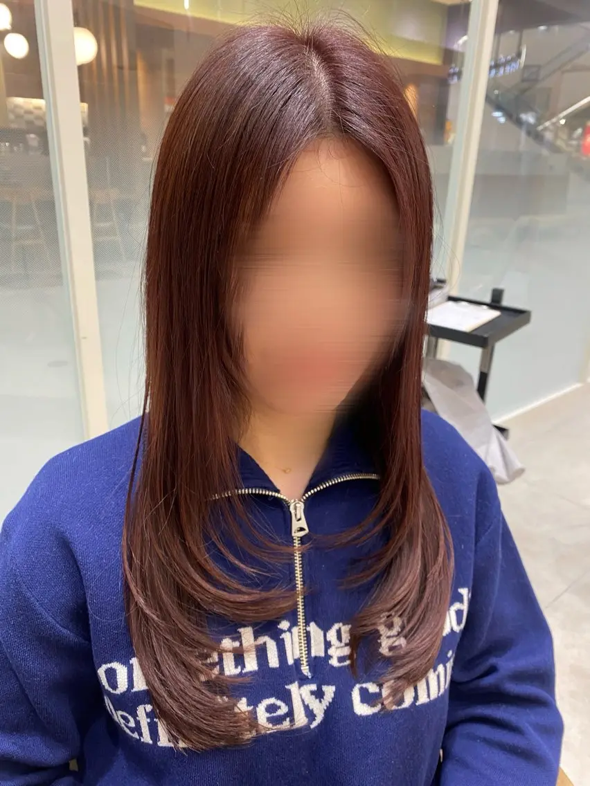 ロング ロングレイヤー パープルカラー レイヤーカット ロング 坂川 里菜子のヘアスタイル
