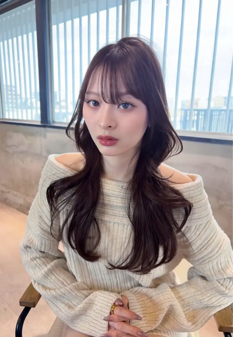 ロング カラー 韓国風ヘア レイヤーカット カット ヘアカラー トリートメント ♠️暗髪レイヤー♠️ 中山唯斗のヘアスタイル