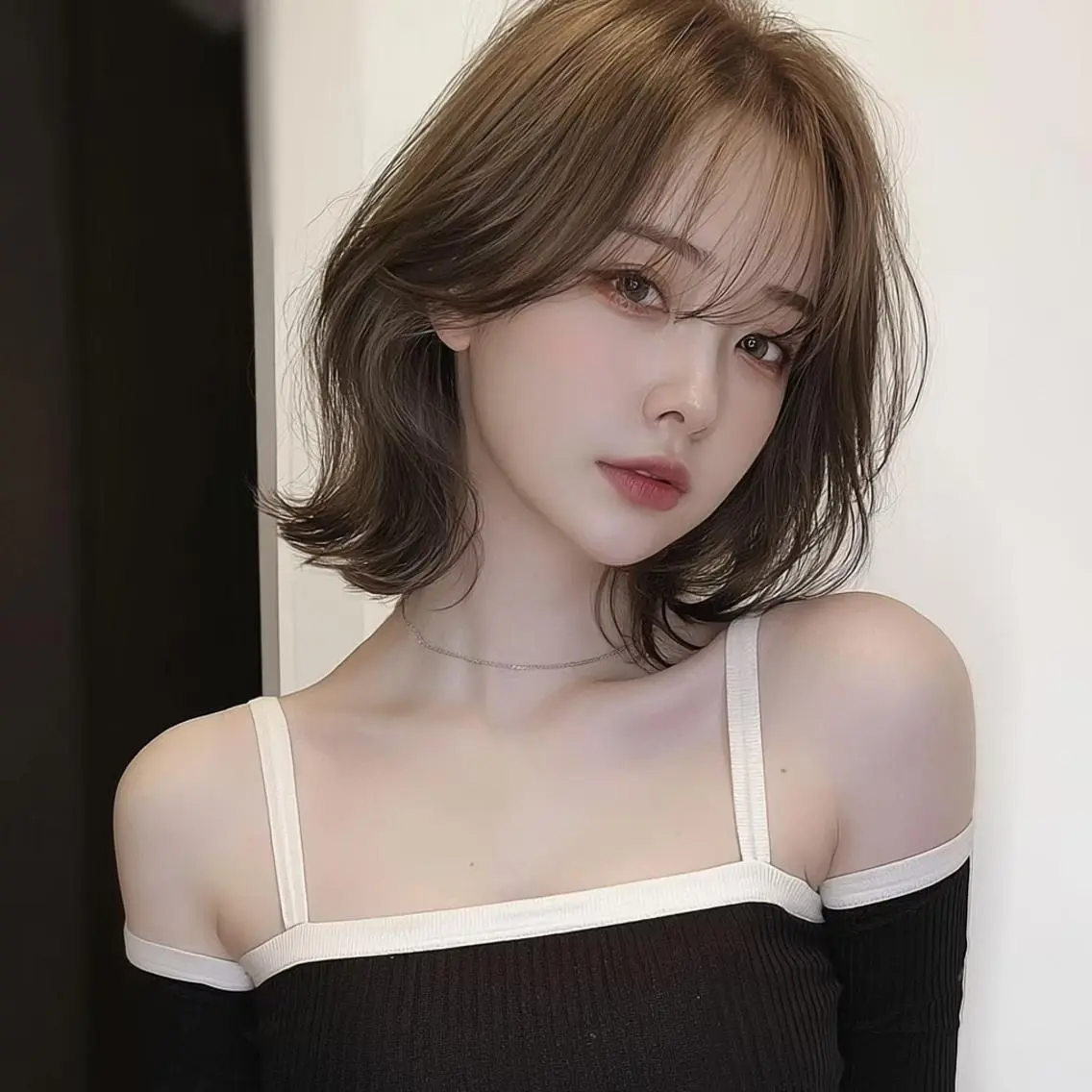 ミディアム ボブ 顔周りカット 髪質改善 韓国風ヘア レイヤーカット 艶カラー／レイヤー Nanami🎀のヘアスタイル