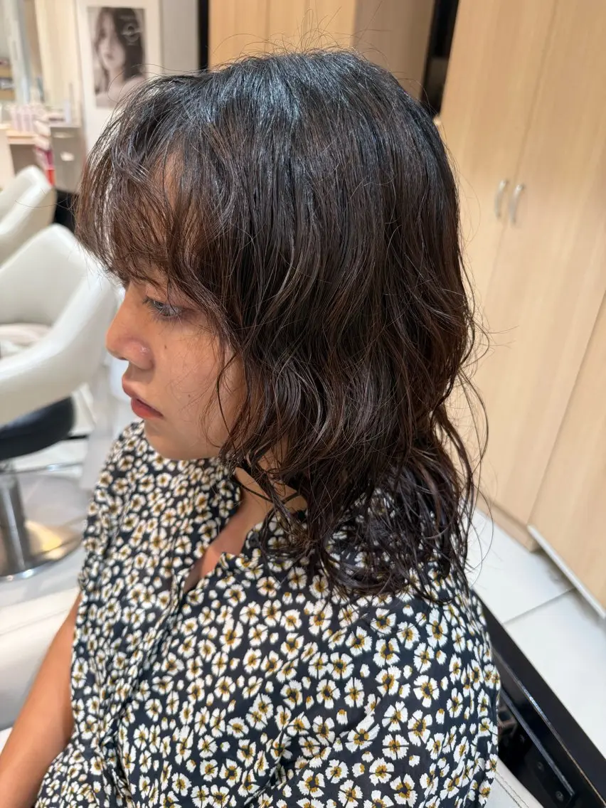 セミロング パーマ カット パーマ トリートメント 髪質改善カラー💎 オオネヨシナリのヘアスタイル