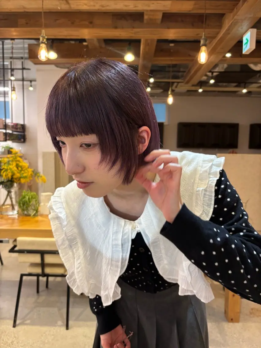カラー ラベンダーカラー ピンクカラー ピンクラベンダー ヘアカラー 無料カットモデル募集 暖色カラー🎀のヘアスタイル