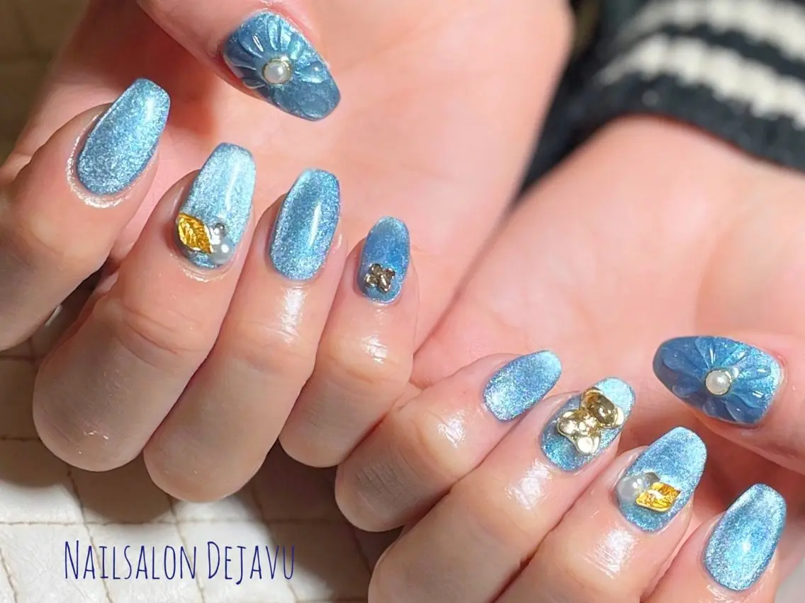ネイル マグネットネイル ストーンネイル ハンドネイル Nail salon Dejavu 🌿のネイルデザイン