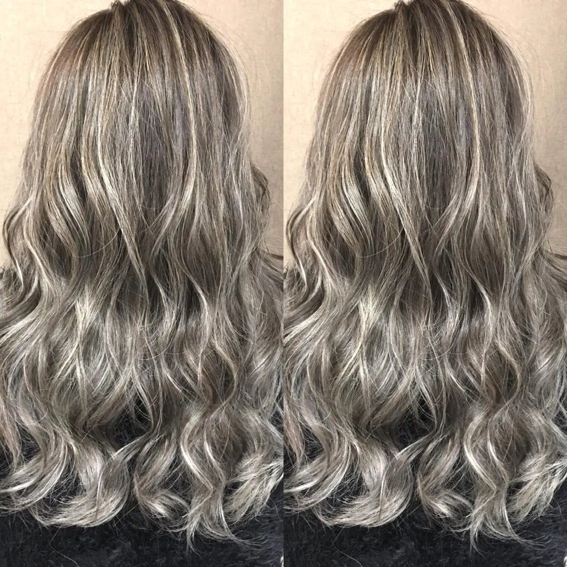 セミロング カラー ハイライトカラー シルバー 3Dハイライト ハイライト ヘアカラー トリートメント 井上 一平のヘアスタイル