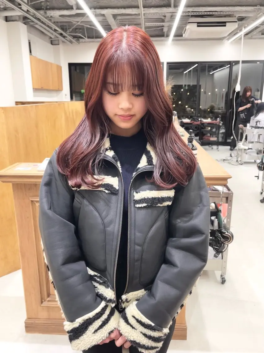 セミロング カラー ヘアアレンジ ブリーチ ダブルカラー ブリーチなしカラー ena/ブリーチなし 透明感・レイヤー🎀のヘアスタイル